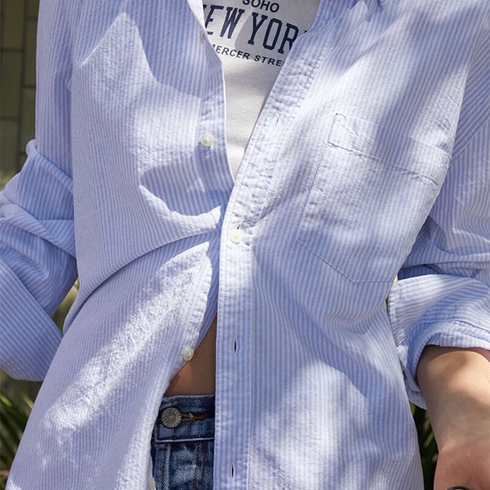 Brandy Melville Stephanie Stripe Top - Blue and White